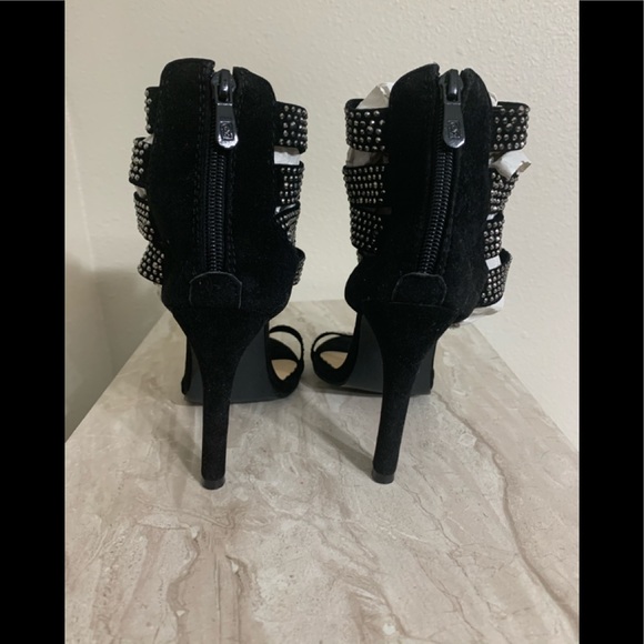 Open Toe Rhinestone Strappy Ankle Cuff Stiletto - Picture 6 of 8